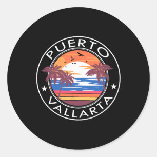 Puerto Vallarta Retro Beach Summer Vacation Trip F Classic Round Sticker
