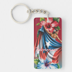 Puertorico Girly Island Hibiscus Key Ring
