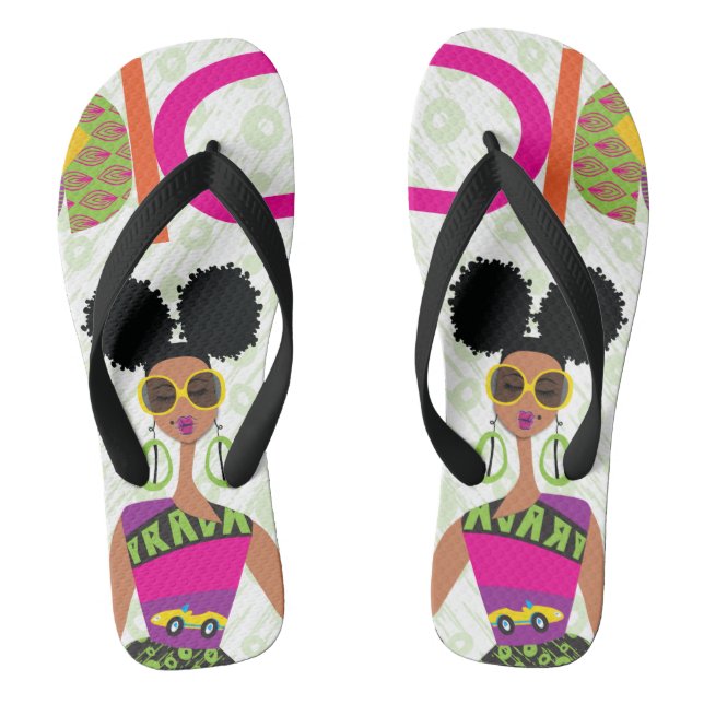 Puff Girl Colourful Flip Flops (Footbed)