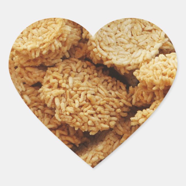 Puffed Rice Cakes ~ Asian Sweets Desserts Food Heart Sticker (Front)