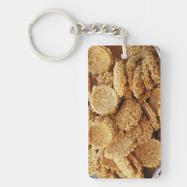 Puffed Rice Cakes ~ Asian Sweets Desserts Food Key Ring (Front)