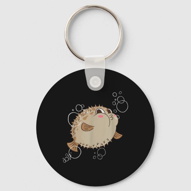 Puffer Fish Blowfish Bubbles  Key Ring (Front)