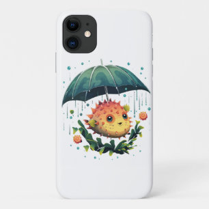 Puffer Fish Rainy Day With Umbrella Case-Mate iPhone Case