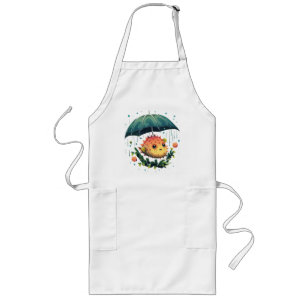 Puffer Fish Rainy Day With Umbrella Long Apron