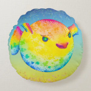 Puffer fish round cushion
