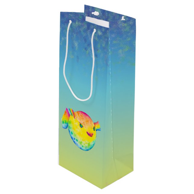 Puffer fish wine gift bag (Front Angled)