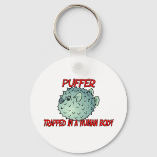 Puffer trapped in a human body key ring