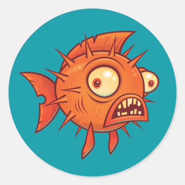 Pufferfish Classic Round Sticker (Front)
