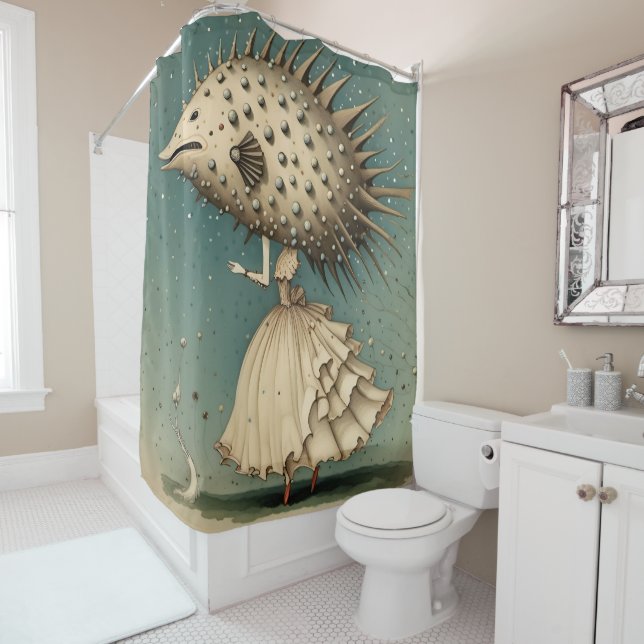 Pufferfish Couture Shower Curtain (In Situ)