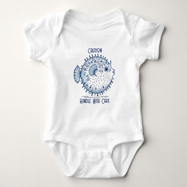 Pufferfish Handle with Care Baby Bodysuit (Front)