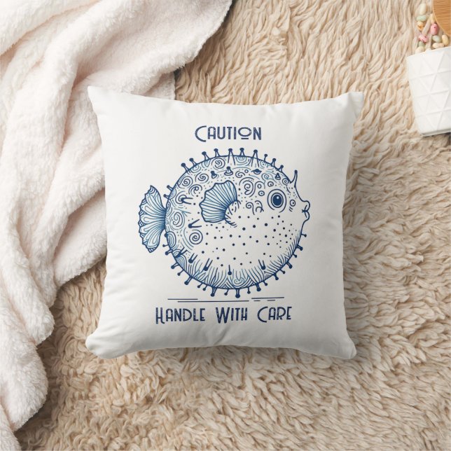 Pufferfish Handle with Care Cushion (Blanket)