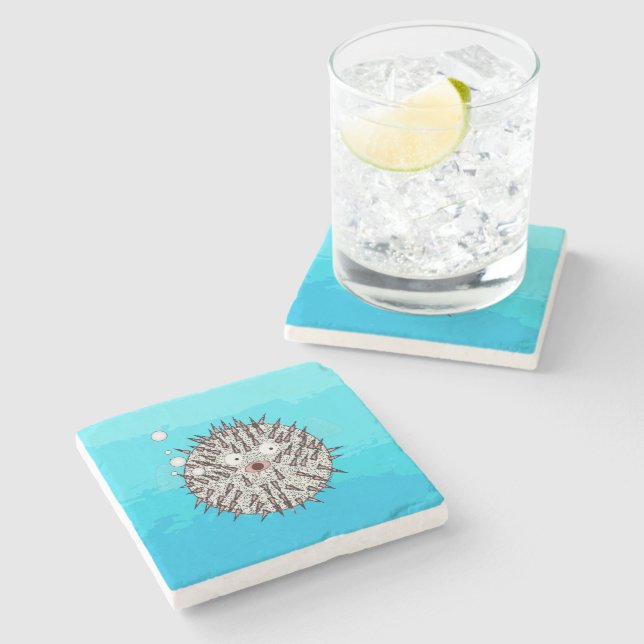 Pufferfish Stone Coaster (Side)