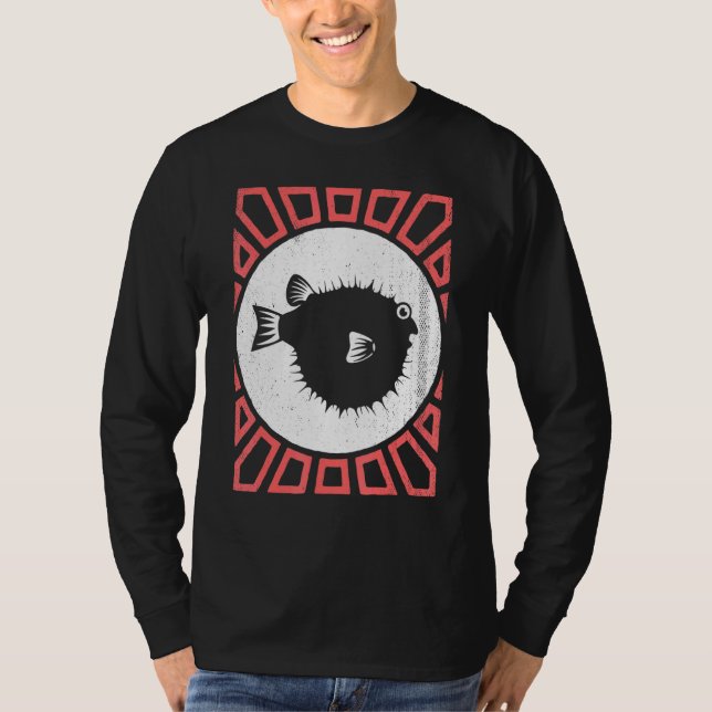 Pufferfish Vintage Retro Style Animal T-Shirt (Front)