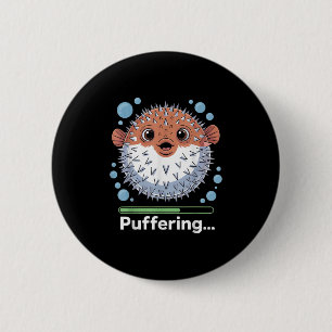 Puffering Fishing Fish Cute Pufferfish 6 Cm Round Badge