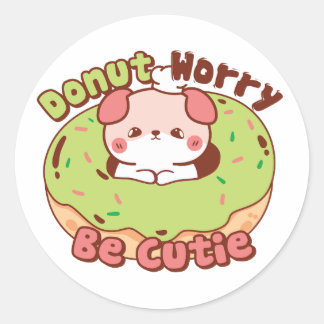 Puffi Doughnut Worry Classic Round Sticker