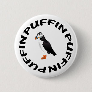 puffin 6 cm round badge