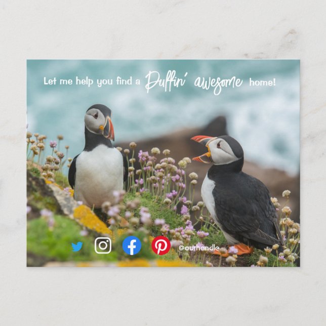 puffin awesome real estate agent marketing  postcard (Front)