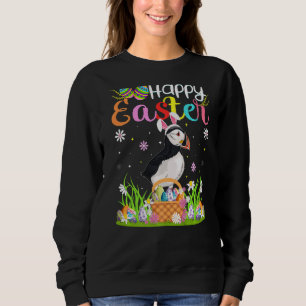 Puffin Bird Bunny Egg Hunting Puffin Happy Easter Sweatshirt