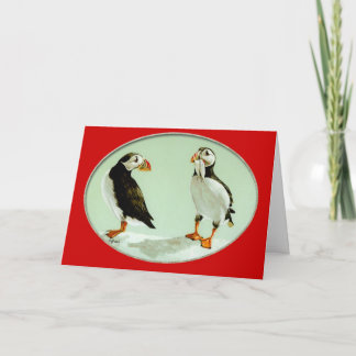 Puffin Bird Comical Art Gifts Holiday Card