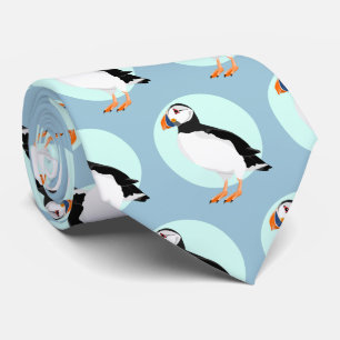 Puffin Bird Illustration Tie