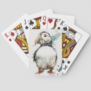 Puffin Bird Portrait Animal Painting Wildlife Free Playing Cards