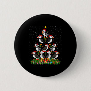 Puffin Bird Xmas Tree Gift Santa Hat Puffin Christ 6 Cm Round Badge