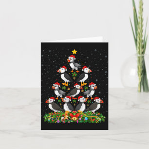 Puffin Bird Xmas Tree Gift Santa Hat Puffin Christ Card