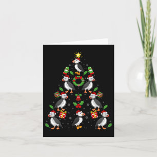 Puffin Birds Xmas Lighting Tree Puffin Christmas  Card