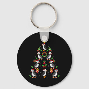 Puffin Birds Xmas Lighting Tree Puffin Christmas  Key Ring
