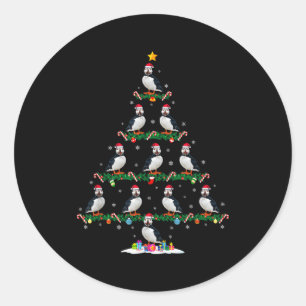 Puffin Christmas Tree Pajama Men Women Kids Ugly X Classic Round Sticker