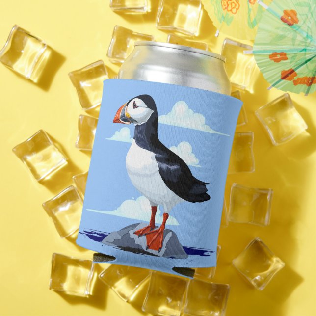 Puffin Cute Atlantic Seabird Can Cooler (In Situ Summer)
