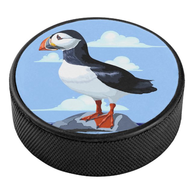 Puffin Cute Atlantic Seabird Hockey Puck (3/4)