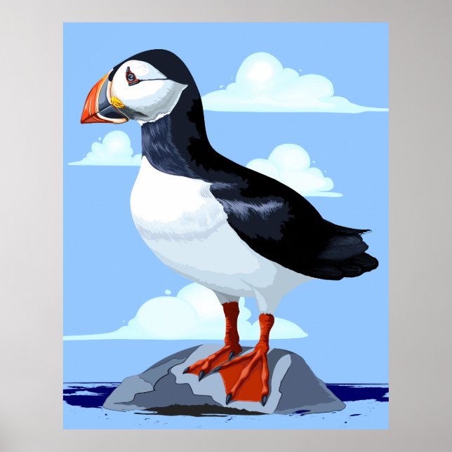 Puffin Cute Atlantic Seabird Poster (Front)