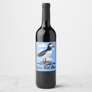 Puffin Cute Atlantic Seabird Wine Label