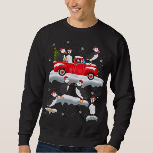Puffin Driving Christmas Tree Red Truck Puffin Chr Sweatshirt