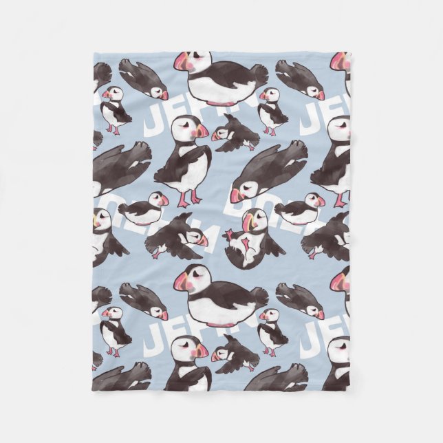 Puffin Fleece Baby Blanket (Front)
