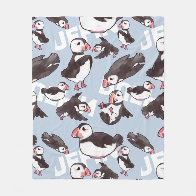 Puffin Fleece Medium Blanket (Front)