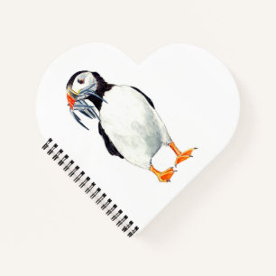 Puffin Heart Shaped Notebook