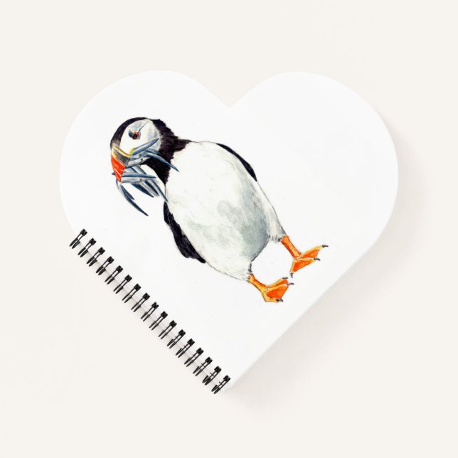 Puffin Heart Shaped Notebook (Front)
