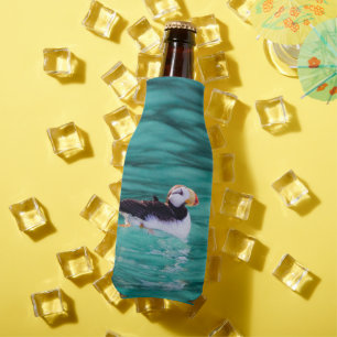 Puffin In Resurrection Bay, Alaska Bottle Cooler