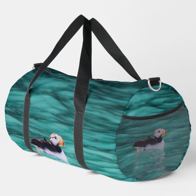 Puffin In Resurrection Bay, Alaska Duffle Bag (Right Corner)