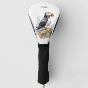 Puffin on a Rock Watercolor, custom Golf Head Cover