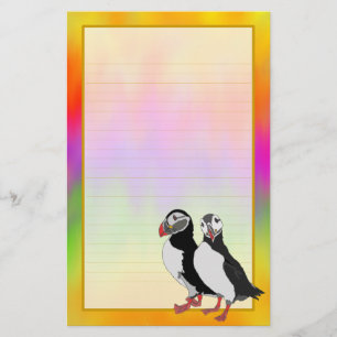 Puffin Pair Colourful Aurora Fine Lined Stationery