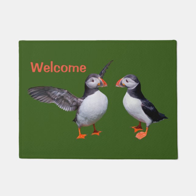 Puffin Pals Door Mat (Green) (Front)