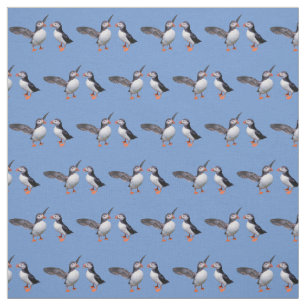 Puffin Pals Fabric (Light Blue)