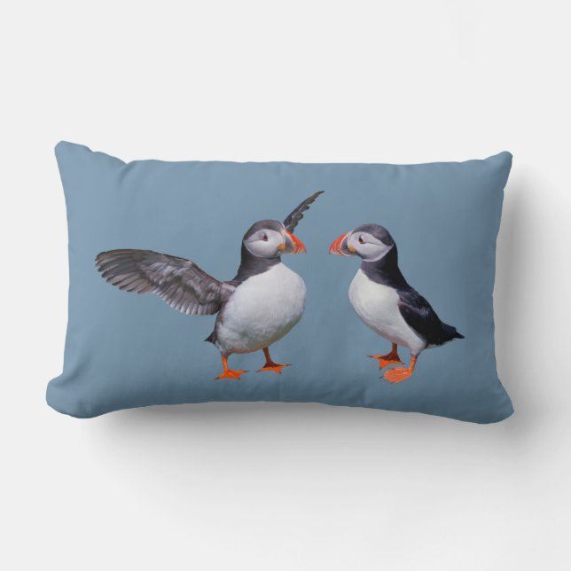 Puffin Pals Pillow (Sky Blue) (Front)