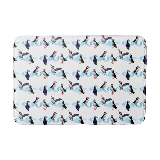 Puffin Party Bath Mat (choose colour) (Front)