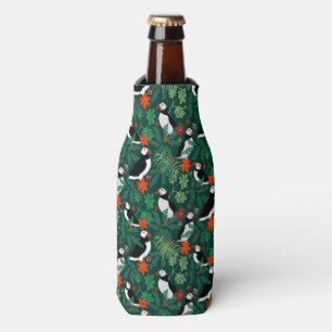 Puffin Pattern Lush Green Bottle Cooler