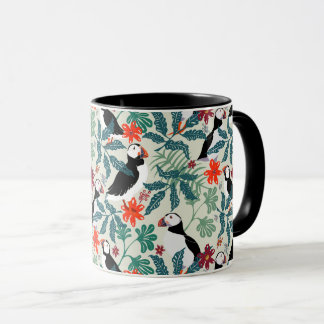 Puffin Pattern Warm Beige Mug