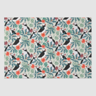 Puffin Pattern Warm Beige Tissue Paper